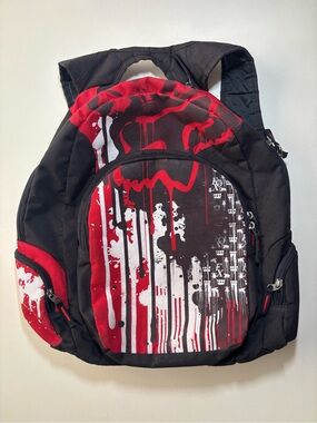 Blood drip Y2K all over print fox racing skate style back pack